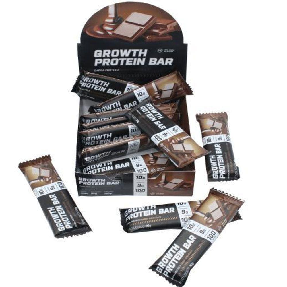 Barra De Proteina Growth Caixa 12 Barrinhas Zero Açucares Ch