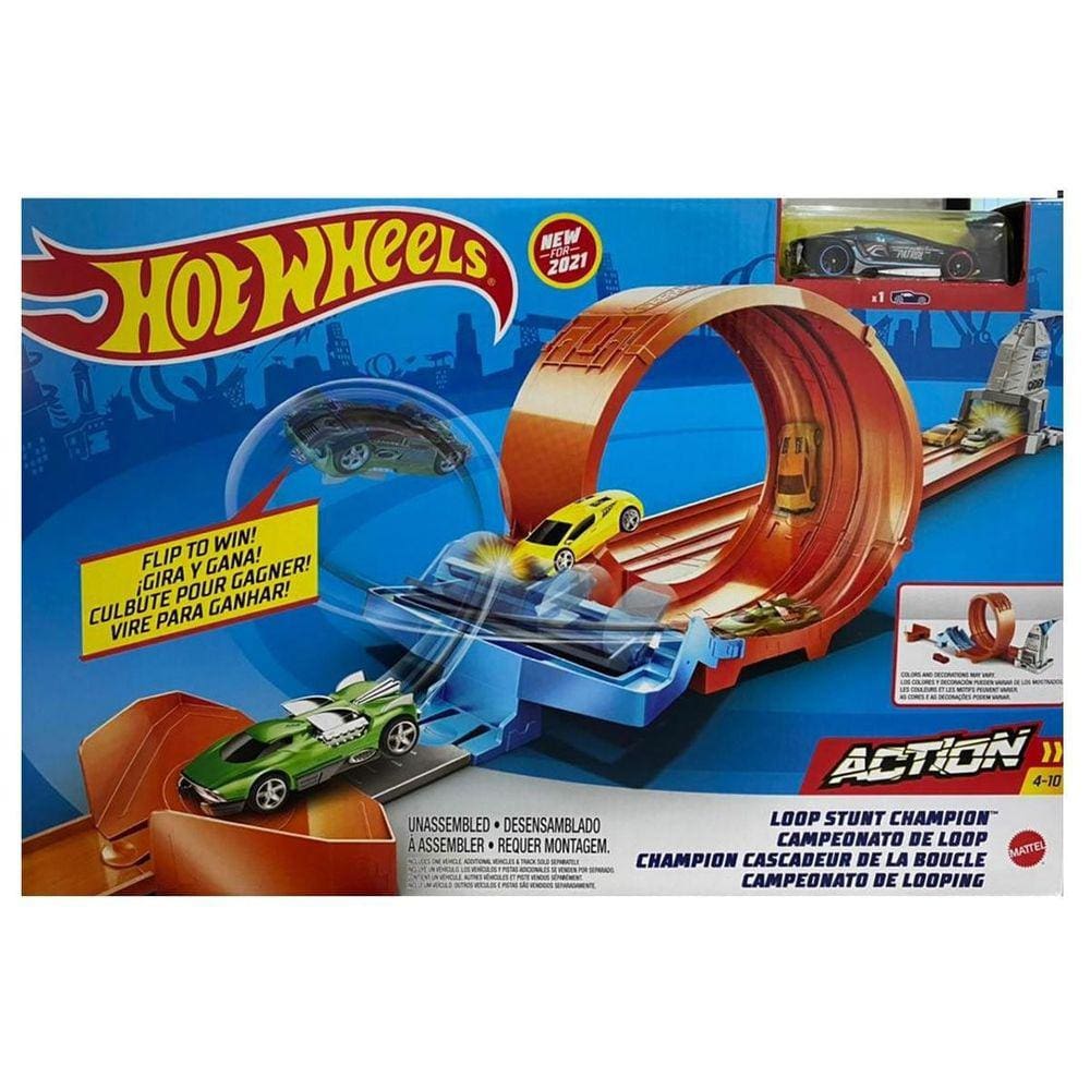 Hot Wheels Track Builder Pista Lançador com Looping Ajustável