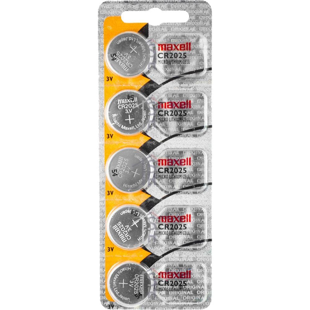 Cartela de Bateria CR2025 Maxell com 5 unidades