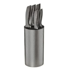 Conjunto De Facas Chronos Com Cepo 6 Peças Cinza E Preto