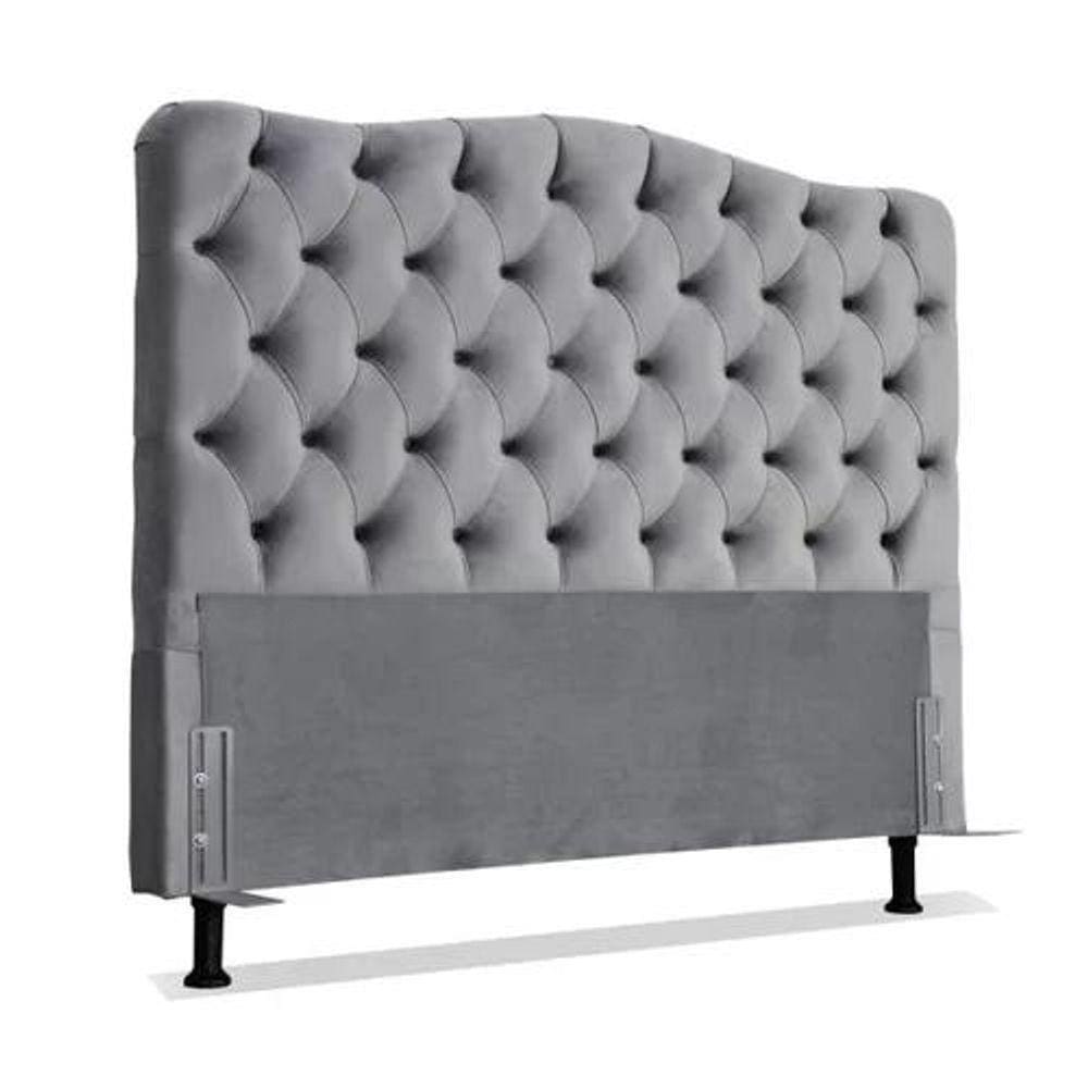 Cabeceira De Cama Box Casal 140 Cm Dunas Veludo Cinza