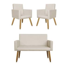 Kit Sofá Namoradeira + 2 Poltrona Decorativa Bege