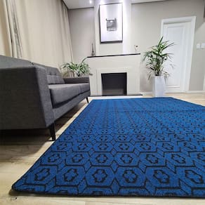 Tapete Carpete Sala Quarto Elegante Geométrico 2,00 X 2,50 Titulos Cor Azul