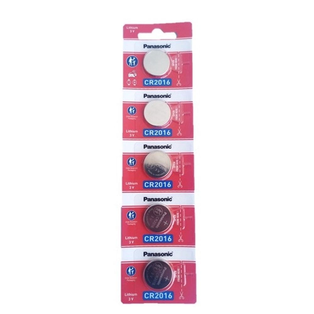 Cartela de Bateria CR2016 Panasonic com 5 unidades