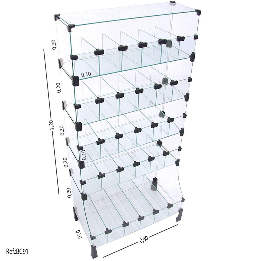 Baleiro Expositor Modulado em Vidro - 0,40 x 1,20 x 0,30