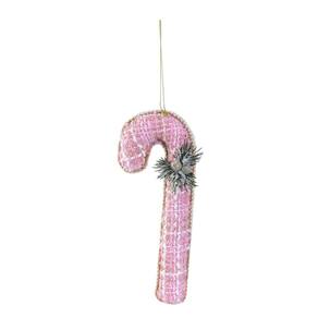 Enfeite Natal Pend Candy Cane Ros/bco 20x8x5cm 1102437