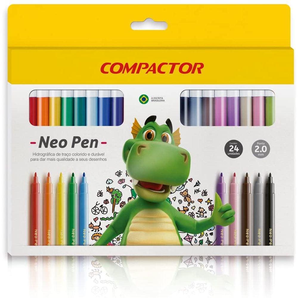 Caneta Hidrográfica Compactor 68000 Neo-Pen Gigante 24 cores