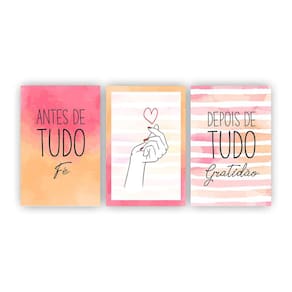 Kit 3 quadros amor fé gratidao mão decoração depois de tudo