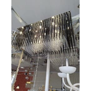 Lustre Cristal Retangular Com Detalhes Pretos