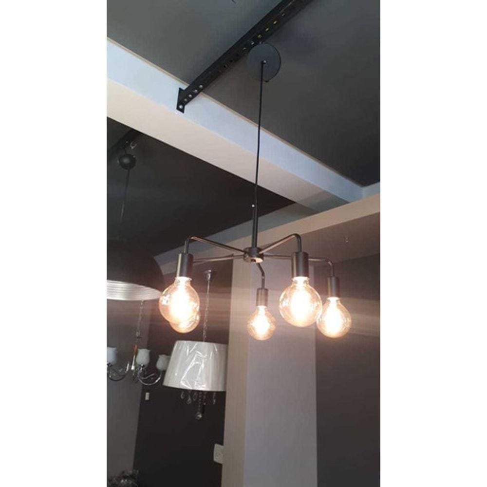Pendente Lustre Preto 5 Lamp D52 Cm