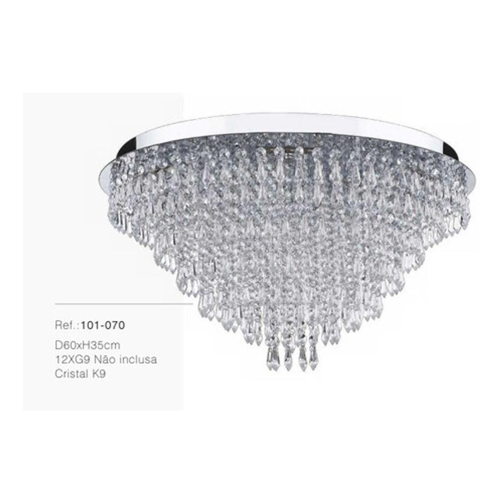 Lustre Plafon D60xh35cm 12xg9 Cristal K9