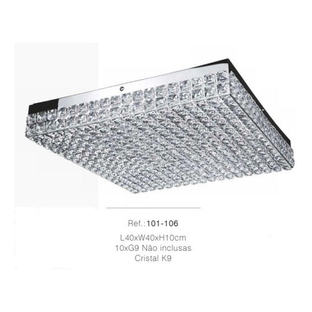 Lustre Plafon L40xw40cm 10xg9 Cristal K9