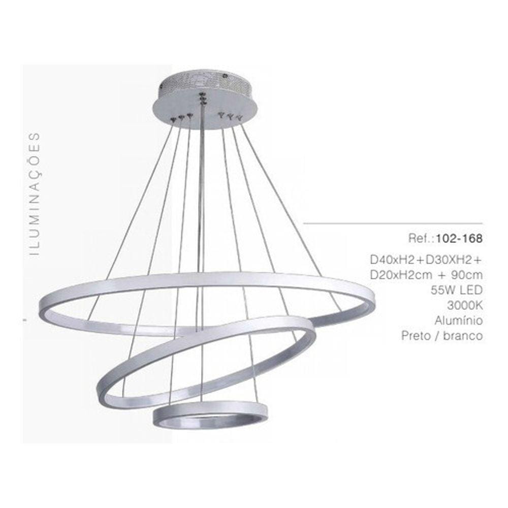 Lustre Pendente D40x30x20cm 55w 3000k