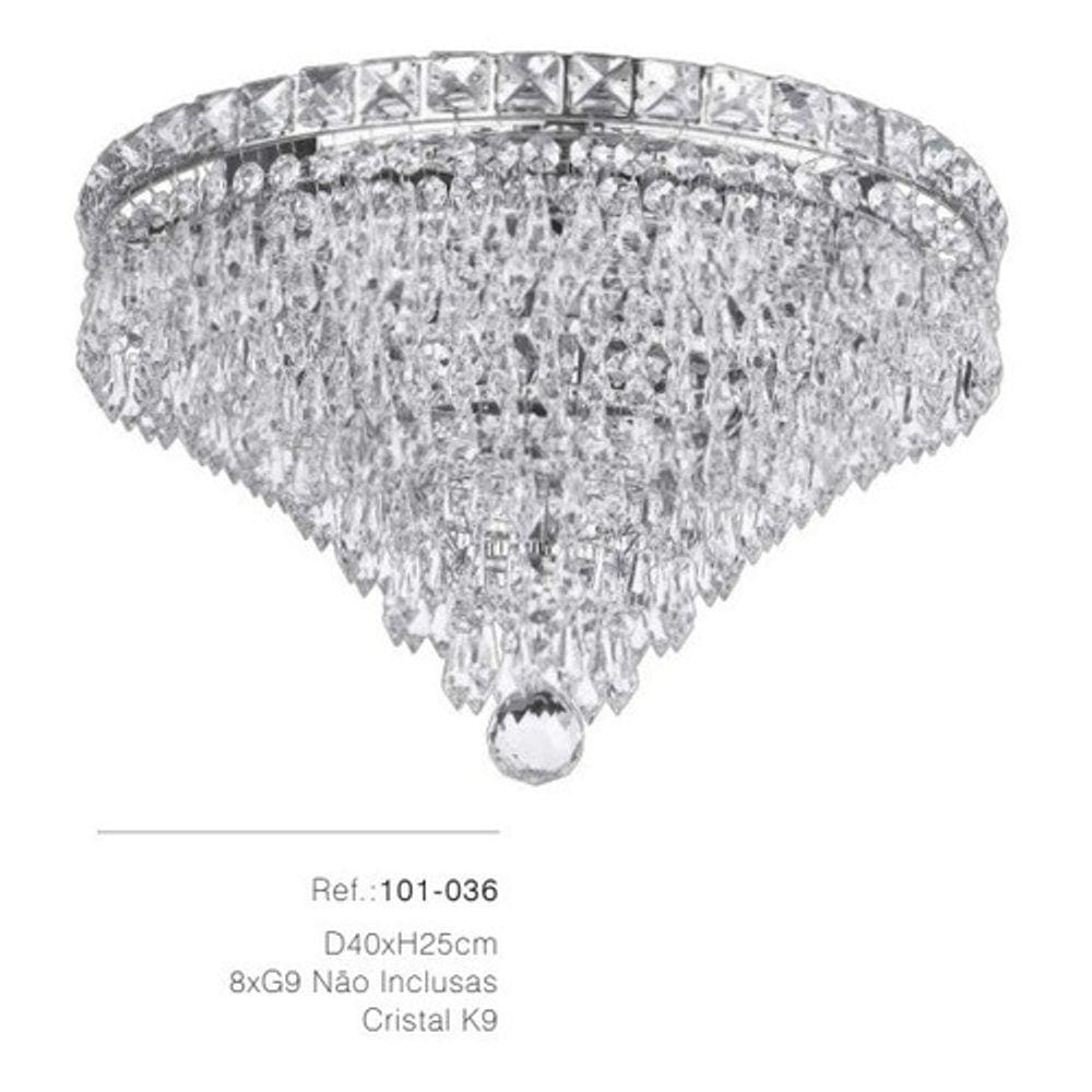 Lustre Plafon D40xh25cm 8xg9 Cristal K9