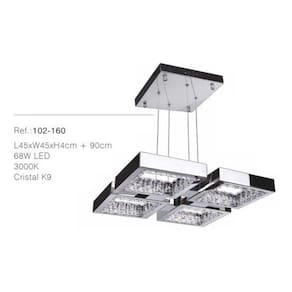 Lustre Pendente L45xw45xh120cm 68w Cristal K9 3000