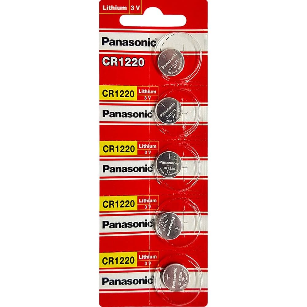 Cartela de Bateria CR1220 Panasonic com 5 unidades