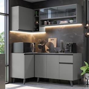 Armário De Cozinha Completa 265cm Cinza Nice 01 Cinza