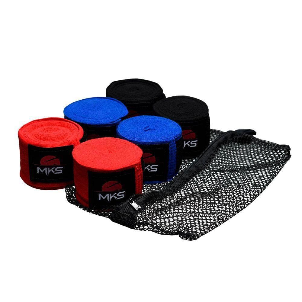 Bandagem Elástica Mks 3,55m - Pack 3 Pares Coloridas Com Saco Lavagem único