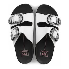Rasteira Birken Moleca Metal Fivelas - Branco