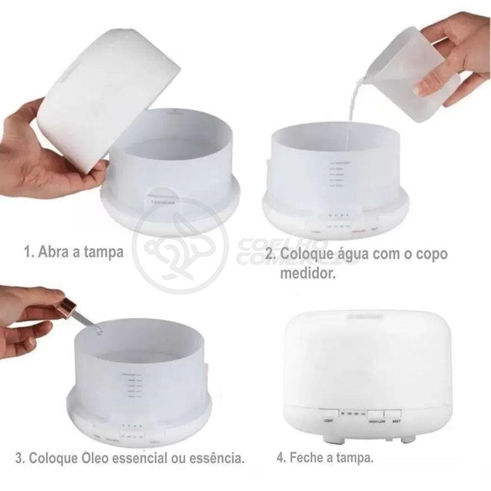 Aromatizador Umidificador Eletrônico Luz De Led Rgb 300ml 17