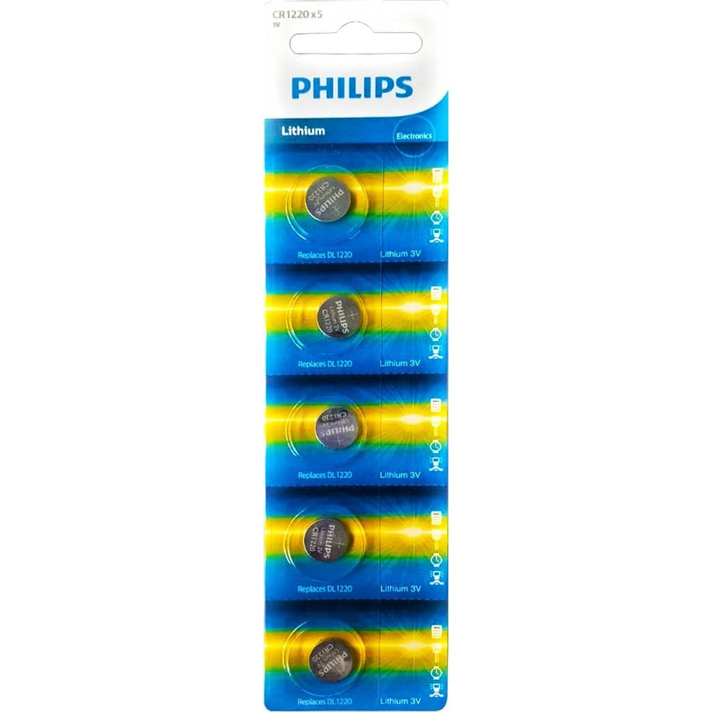 Cartela de Bateria CR1220 Philips com 5 unidades