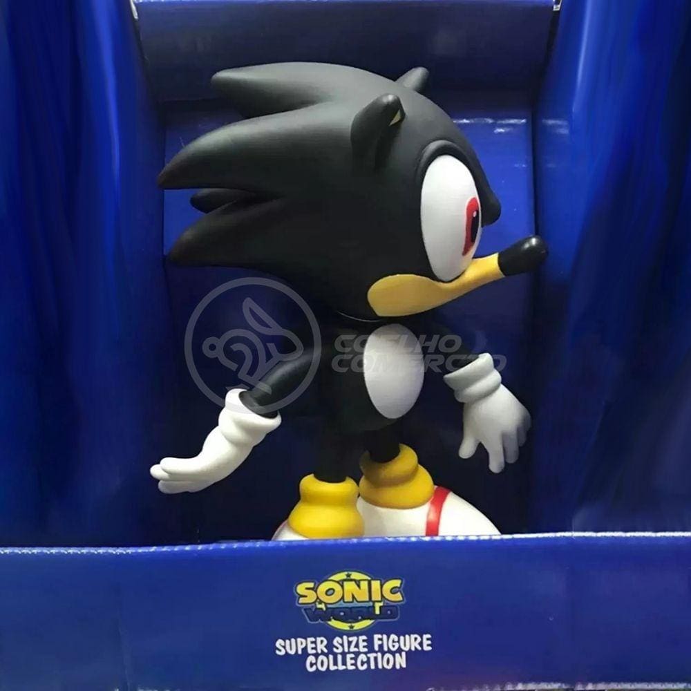 Boneco Action Figure Sonic Preto Articulado 23cm