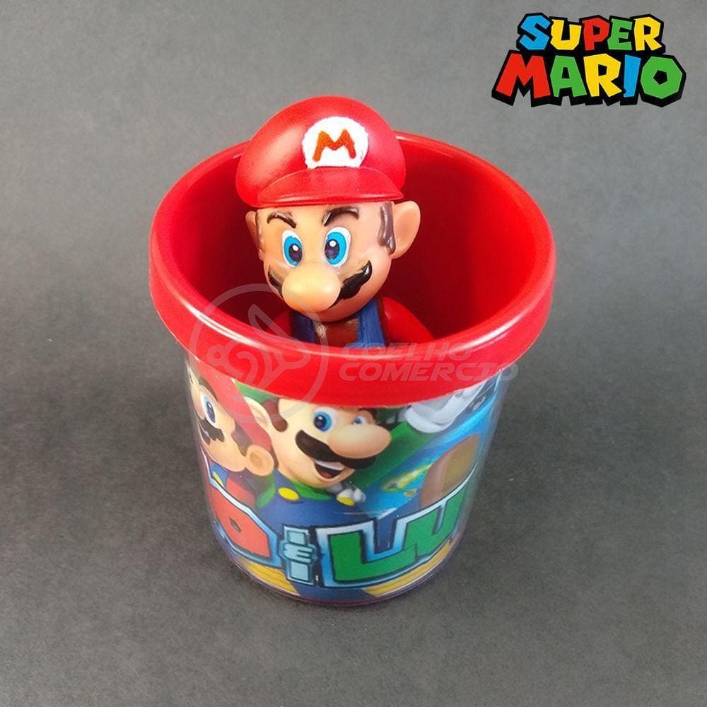 Kit Boneco Colecionável Mario Articulado 12Cm + Caneca 350Ml