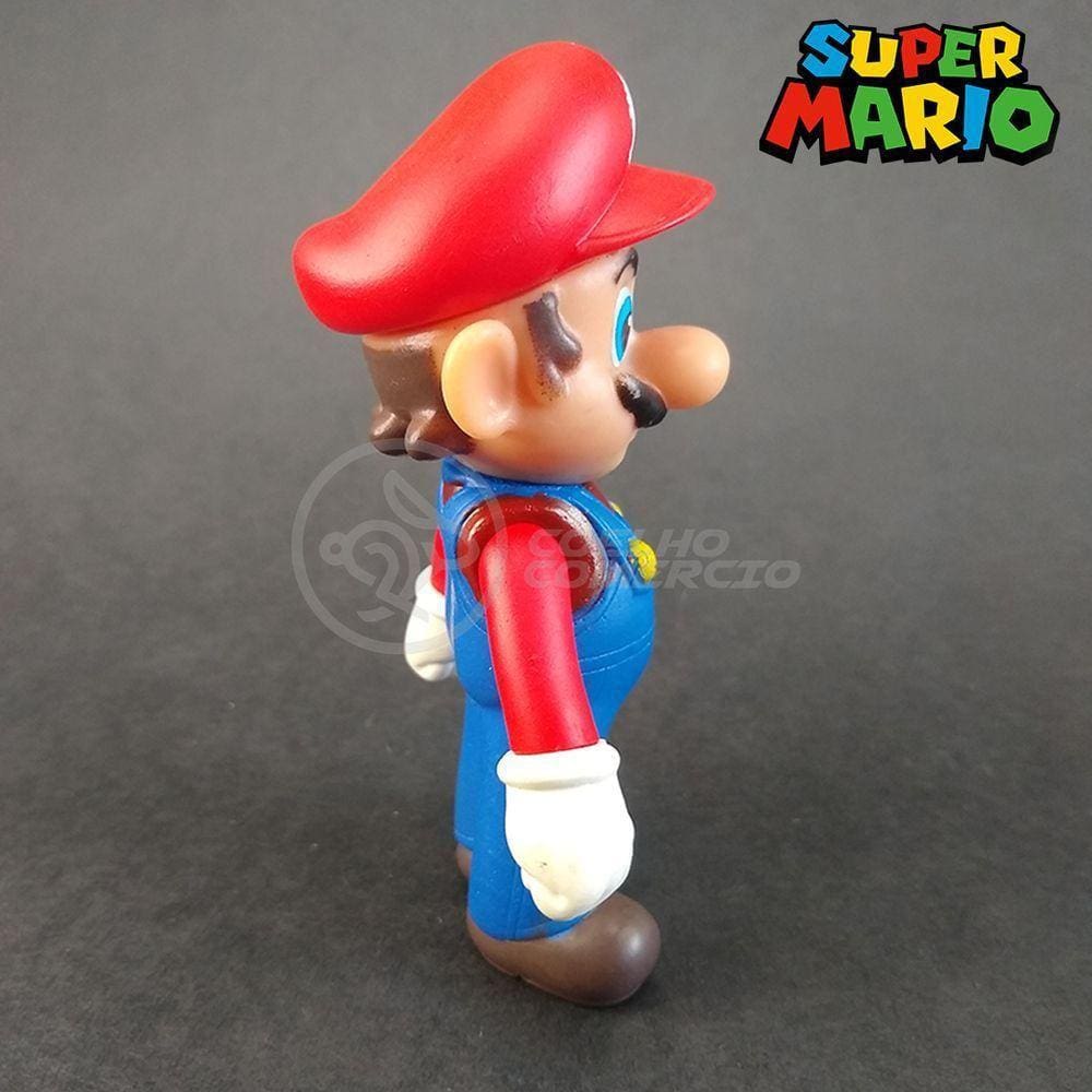 Kit Boneco Colecionável Mario Articulado 12Cm + Caneca 350Ml