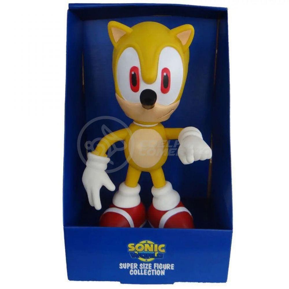 Boneco Action Figure Sonic Amarelo Articulado 23cm