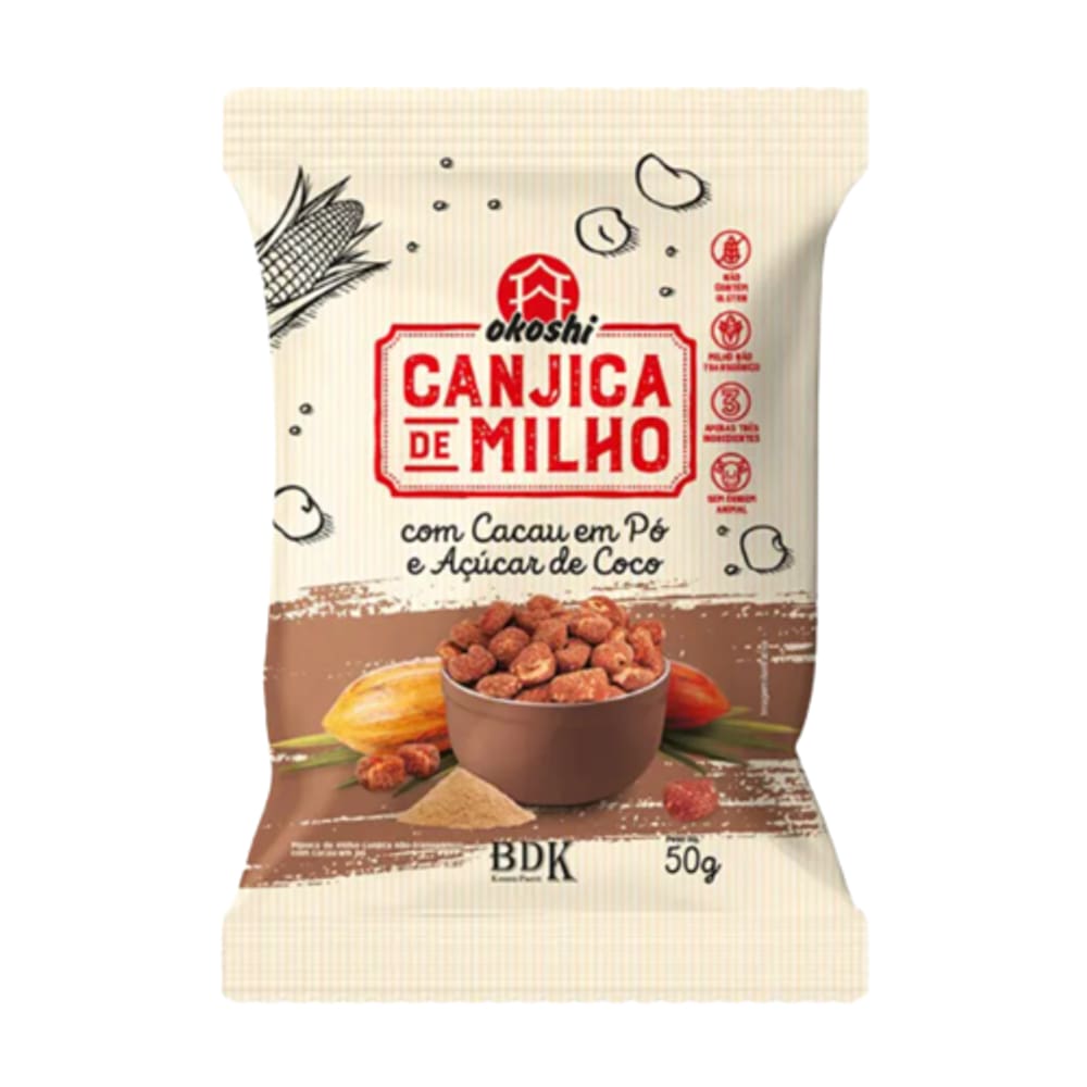 Kit 2X: Canjica de Milho com Cacau/Açúcar de Coco Okoshi 50g