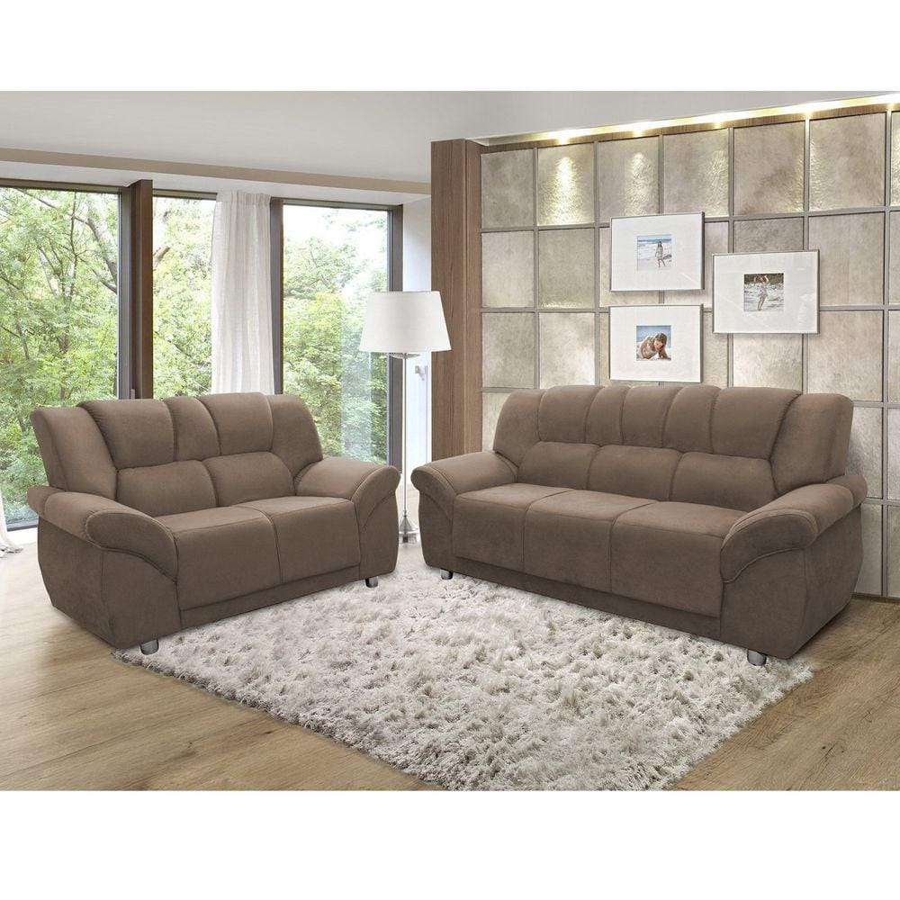 Conjunto Estofado 2 e 3 Lugares Cordoba Hellen Estofados Bege