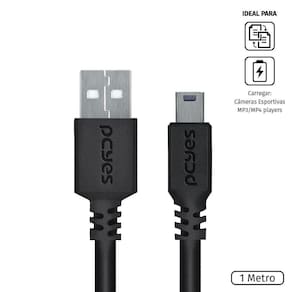 Cabo Usb A 2.0 Macho Para Mini Usb B Macho 28Awg Puro Cobre