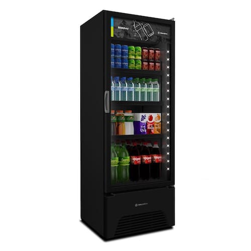 imagem-Visa Cooler Refrigerador Expositor de Bebidas Vertical 2 a 8ºc 370L Vb40ah 220v All Black Metalfrio