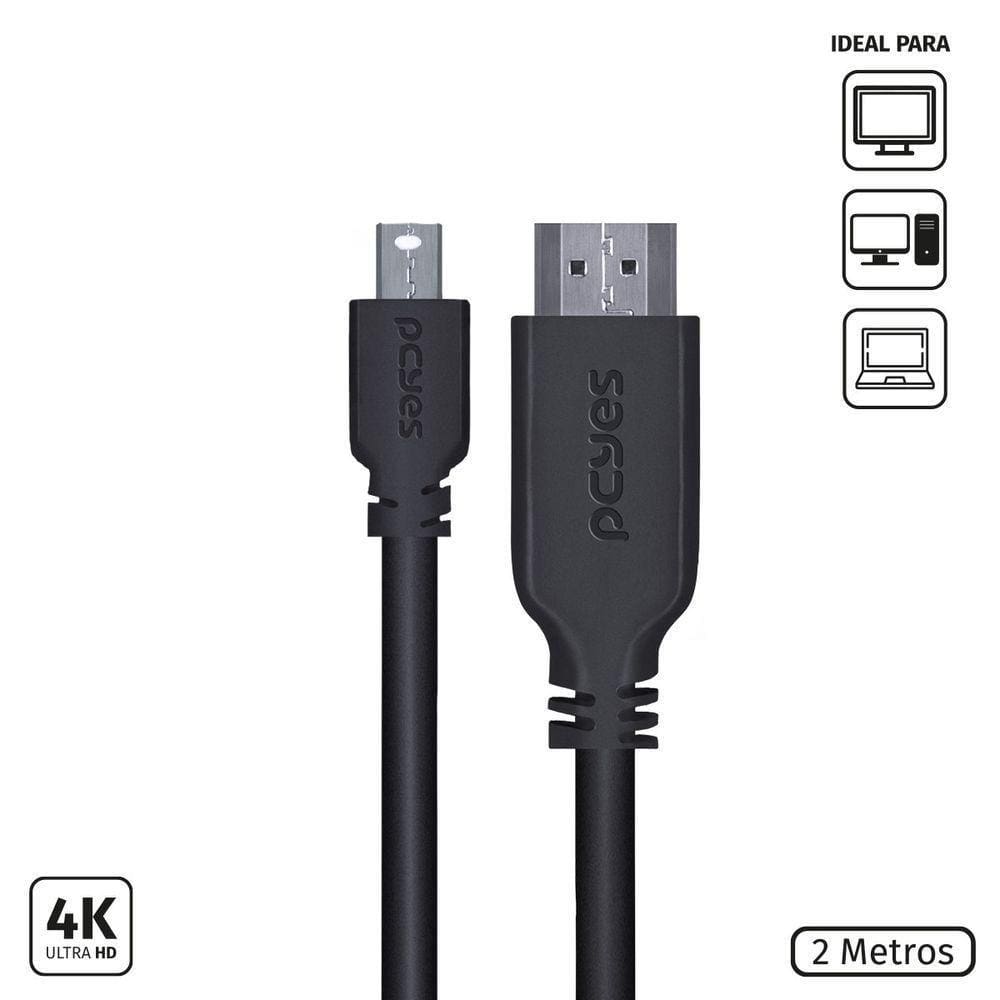 Cabo Mini Displayport Macho Para Hdmi 2.0 Macho 2 Metros - P