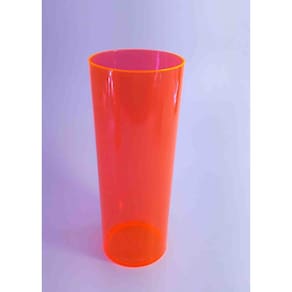 Copo Long Drink Acrilico 350 Ml. Laranja Neon Translúcido Kit 10 Copos