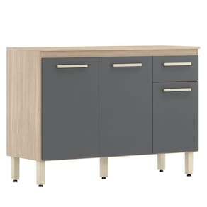 Balcão de Cozinha 3 Portas 120 cm Dama Avena Touch Grafito 93101 Demóbile