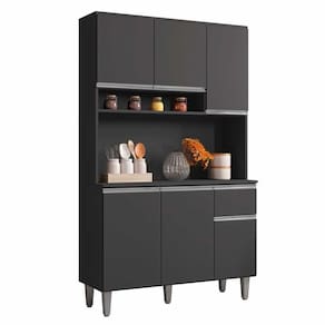 Armário Cozinha Compacta 6 Portas 105cm Cinza Fosco