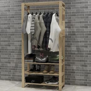 Móvel Cabideiro Pinus Expositor De Roupas E Calçados