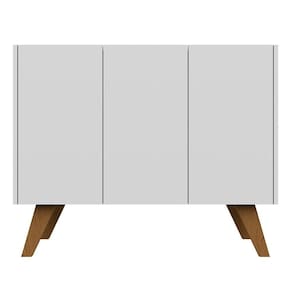 Balcão Lucy 03 Portas Off White E Imbuia - D`Rossi