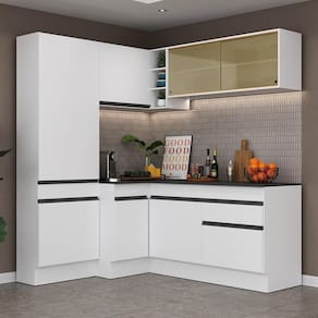 Armário De Cozinha Completa De Canto 964 Branco/preto