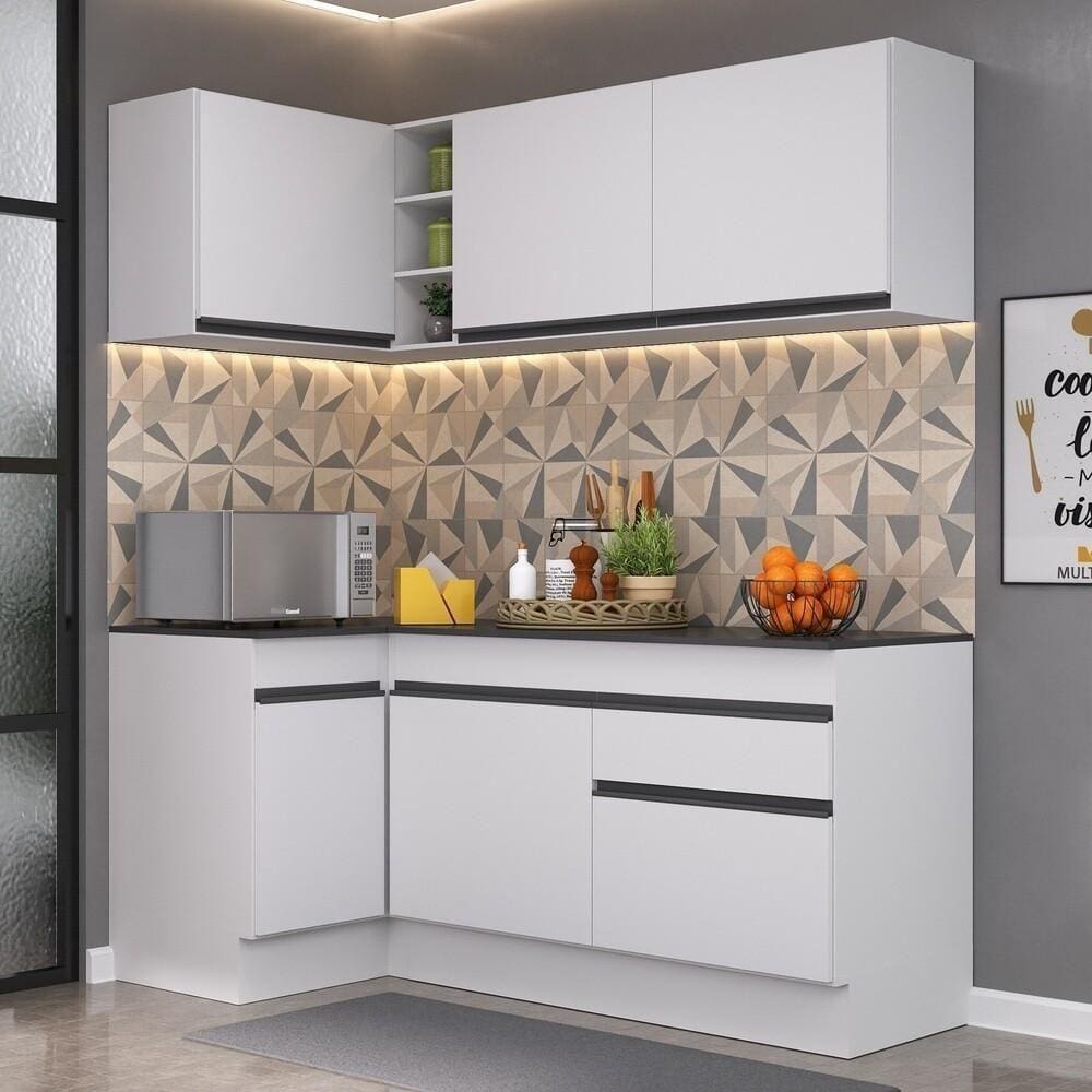 Armário De Cozinha Compacta De Canto Mp2092.964 Branco/Preto