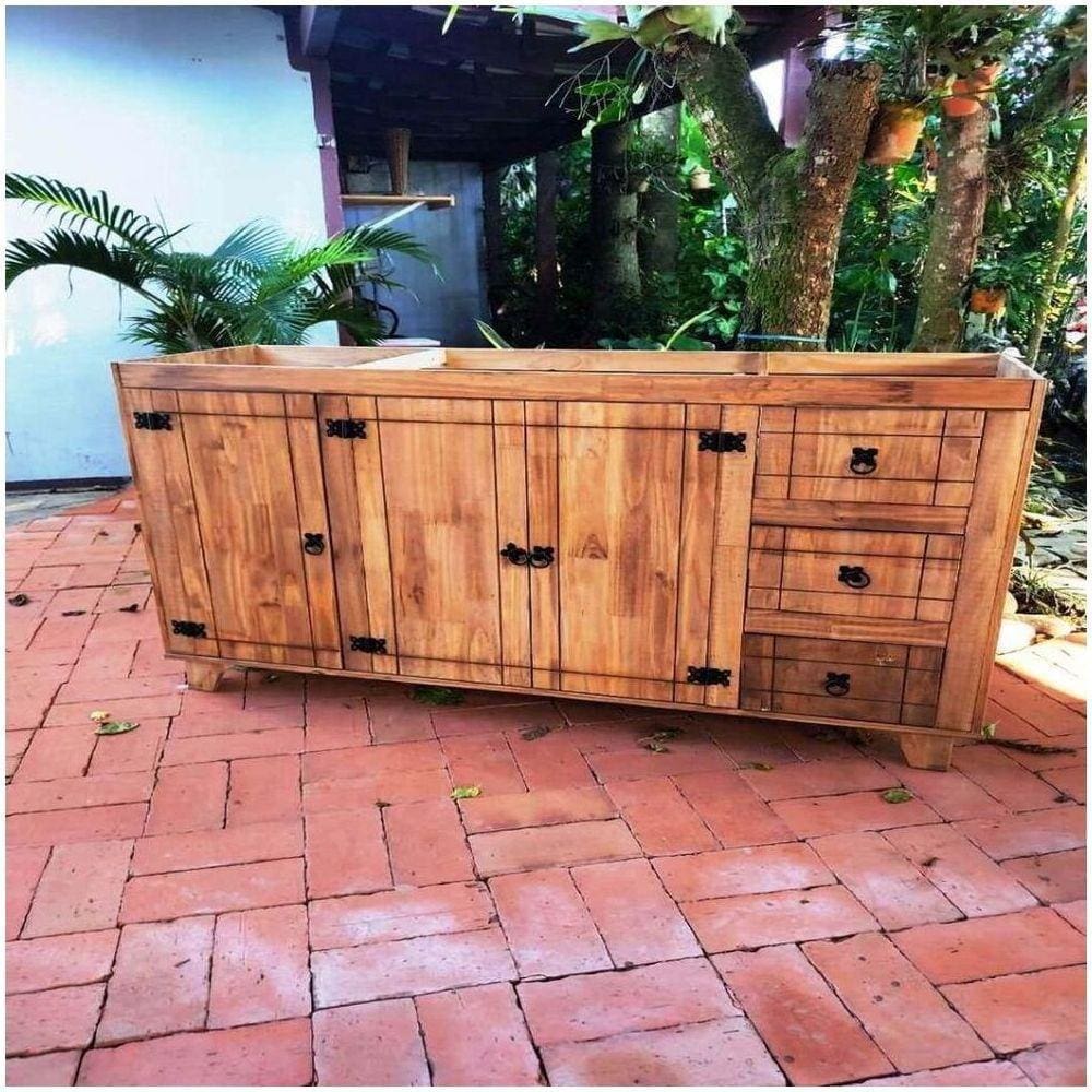 Balcão De Pia 85x1,50x50 Madeira Maciça Móveis Rio Negrinho