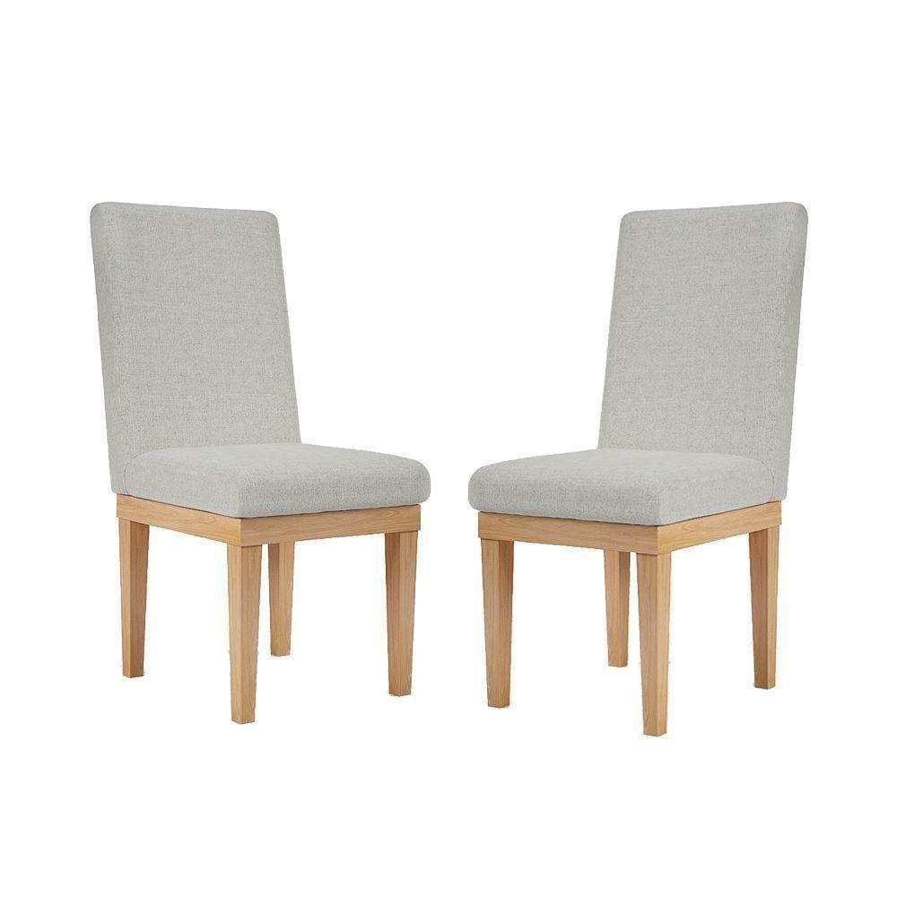 Kit 2 Cadeiras Estofadas Mesa Cozinha Luxo Cinza Claro