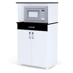 Balcão Microondas Cozinha 2 Portas Carina Branco E Preto