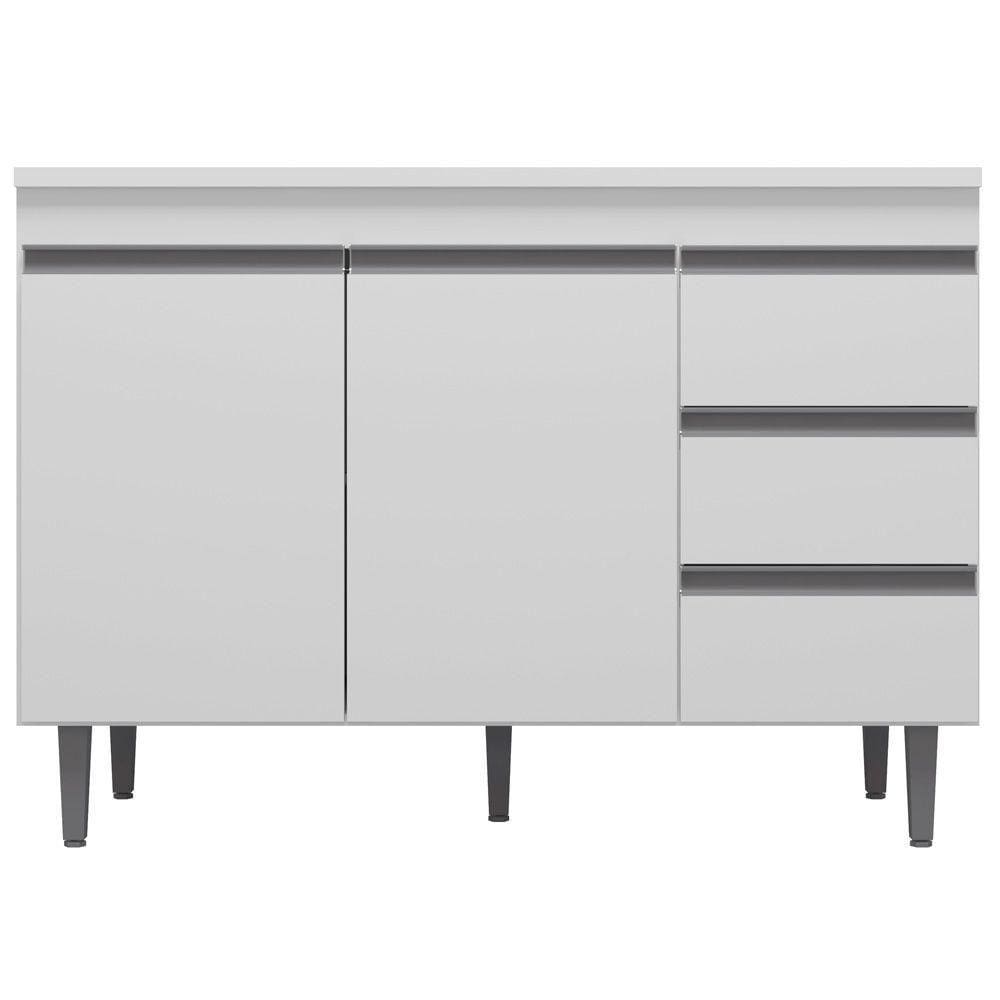 Balcão De Pia Cozinha 2 Portas Andréia 120Cm Branco S/Tampo
