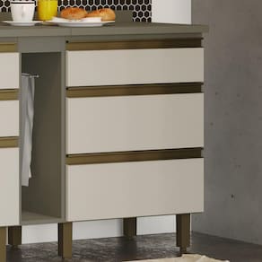 Balcão 03 Gavetas 60 Cm Connect Henn Duna Com Cristal