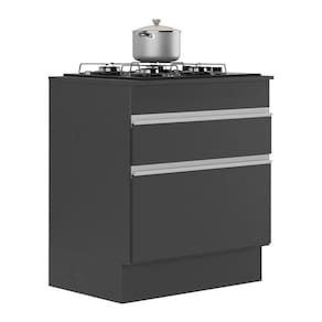 Balcão Cozinha Para Cooktop 70 Cm 1 Porta Preto/branco