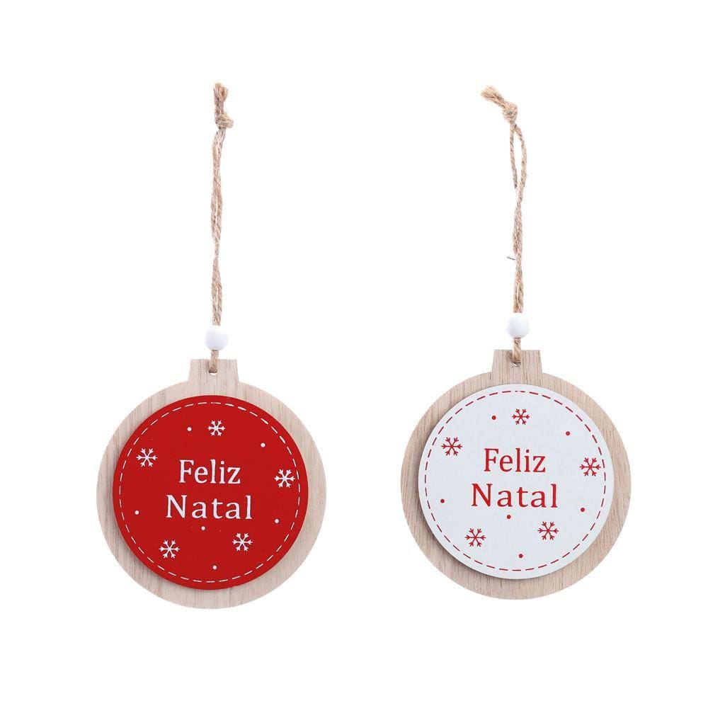 Enfeite De Pendurar Feliz Natal 08x08cm C/2 Pçs 1108649