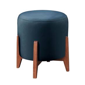 Puff Banqueta Thor Luxo Veludo Azul Marinho