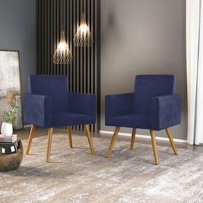 Kit 02 Poltrona Star Ina Confortavel Theo Azul Marinho